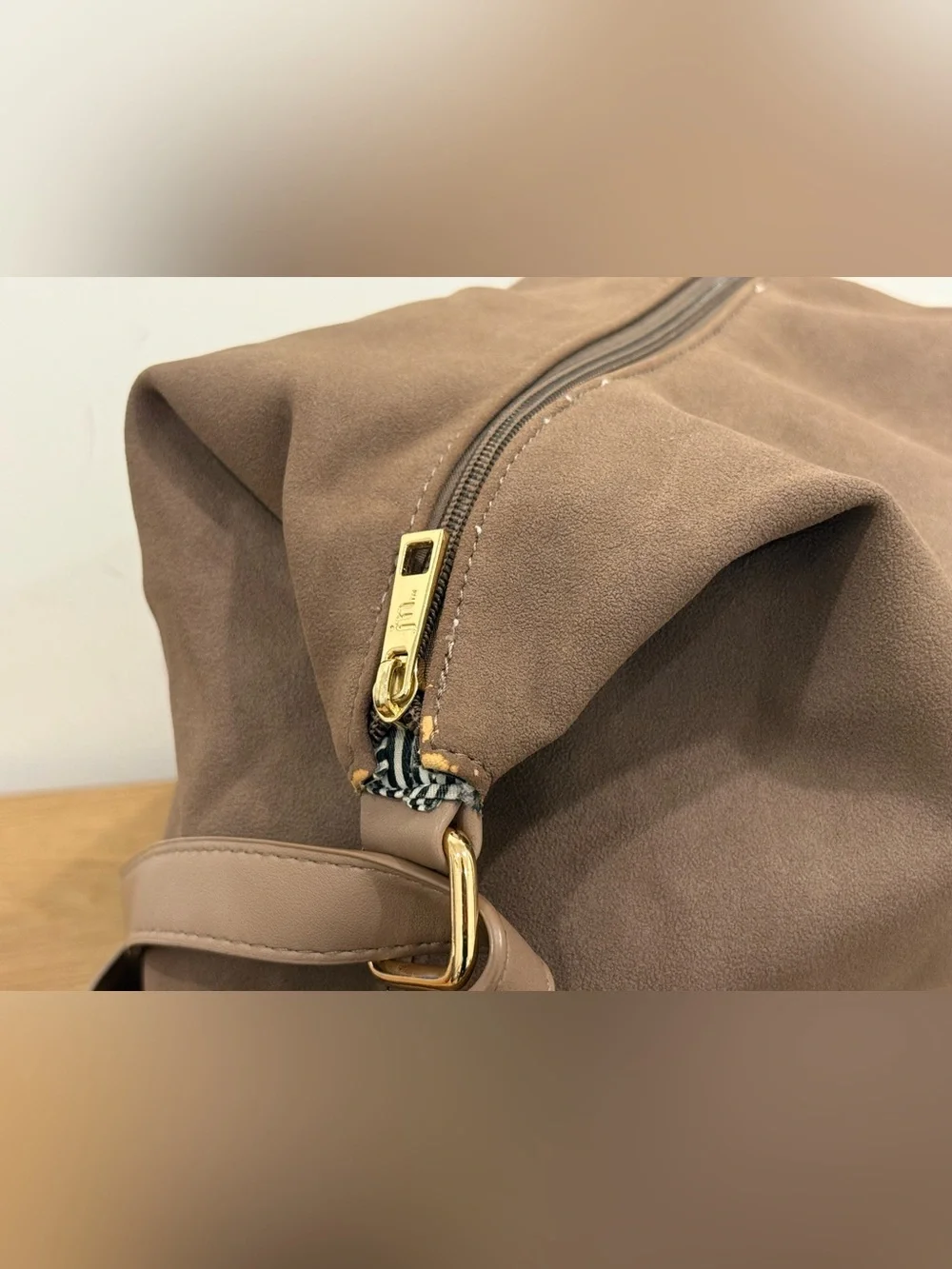 Taupe Suede Shoulder Bag with Soft Hobo Shape